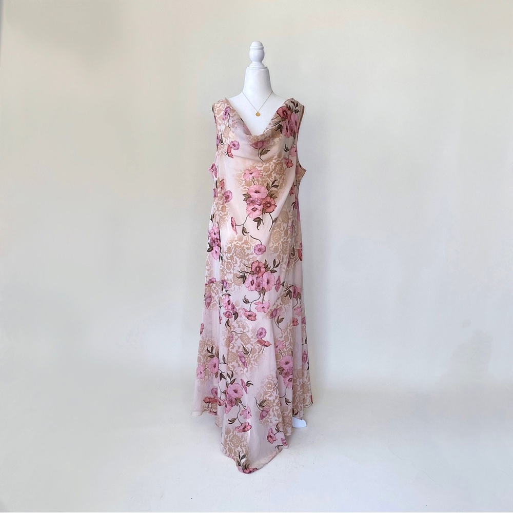 Vintage Y2K Pink Cowl Neck Maxi Dress - Picture 6 of 10